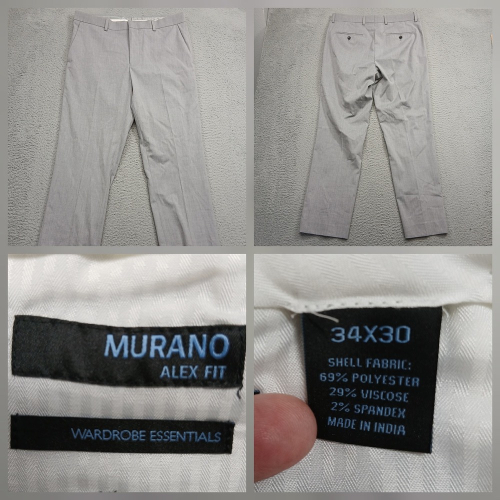 Murano Alex Fit Dress Pants Mens‎ 34x30 Gray Stretch Slacks